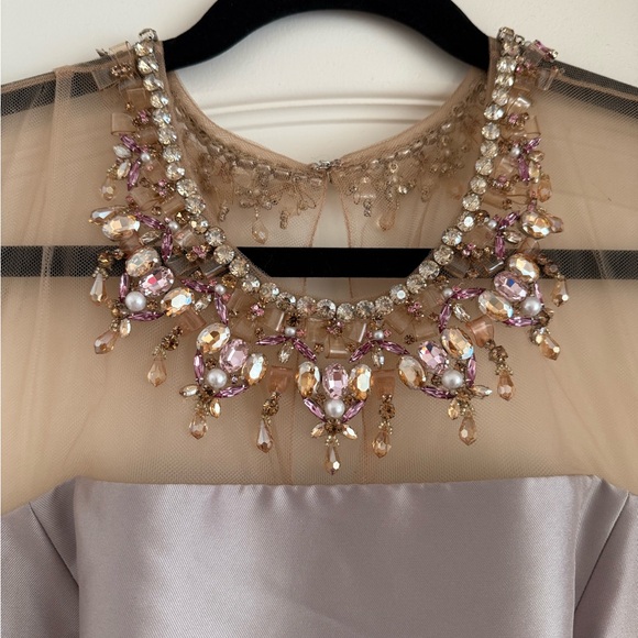Sachin + Babi Dresses & Skirts - Sachin + Babi Taupe beaded Neckline Maxi Dress